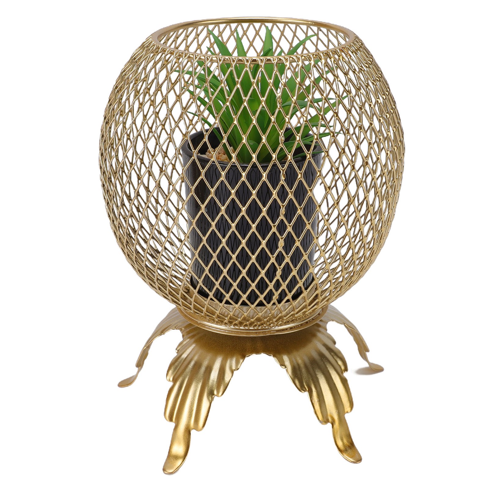 2-Decorative Fake Plant With Metal Cage Indoor Home Entryway Decor