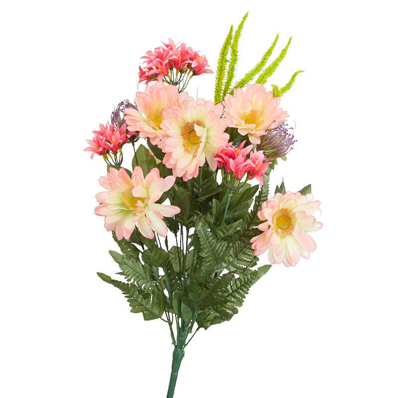 23″ Pink Artificial Gerbera Floral Bush with Greenery