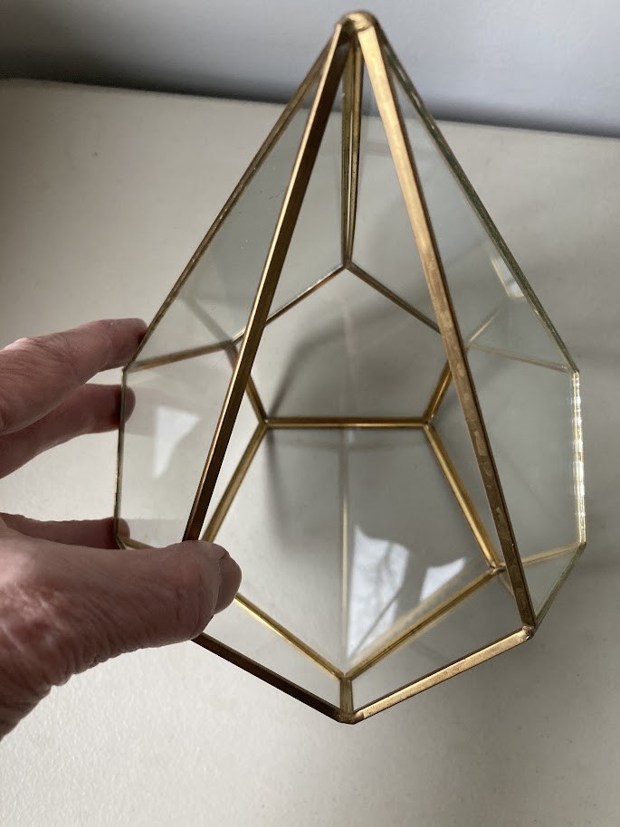 Vintage Clear Glass Geometric Teardrop Terrarium Air Plant Display Art Container
