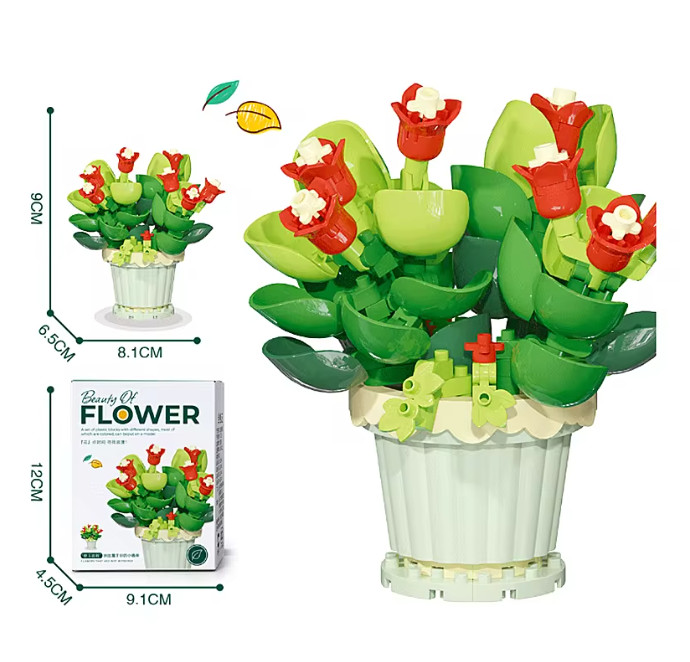 Creative Building Block Bouquet, Eternal Flower Plant Potted Gift, Rose Sunflowe