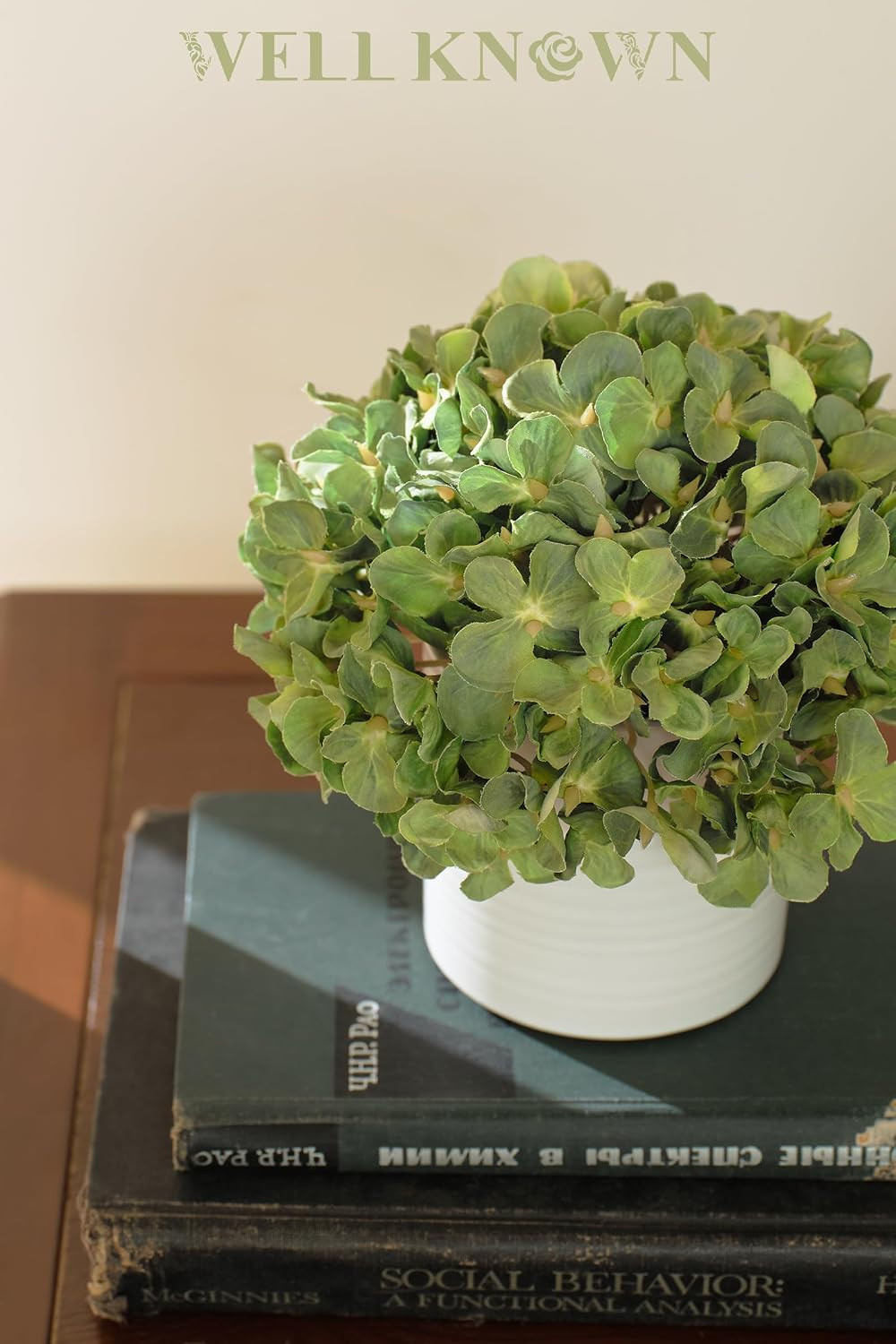 Artificial Hydrangea Flowers in Ceramic Vase for Home Decor – Green