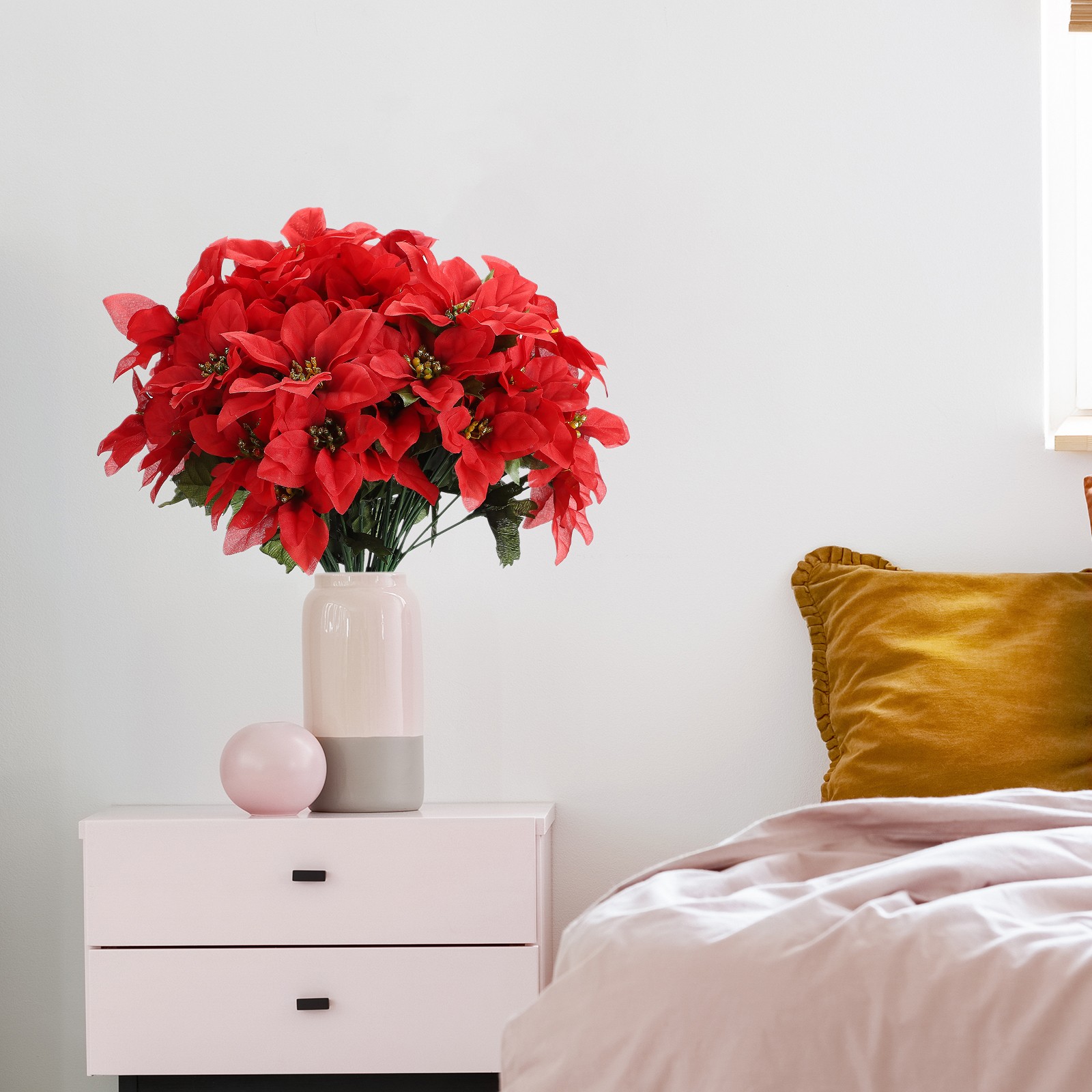 35cm Red Poinsettia Artificial Flower Arrangement
