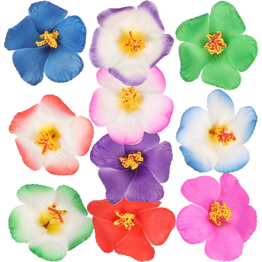 10Pcs Simulated Hibiscus Flower Eva Banquet Tropical Faux Hawaii Hibiscus Flower