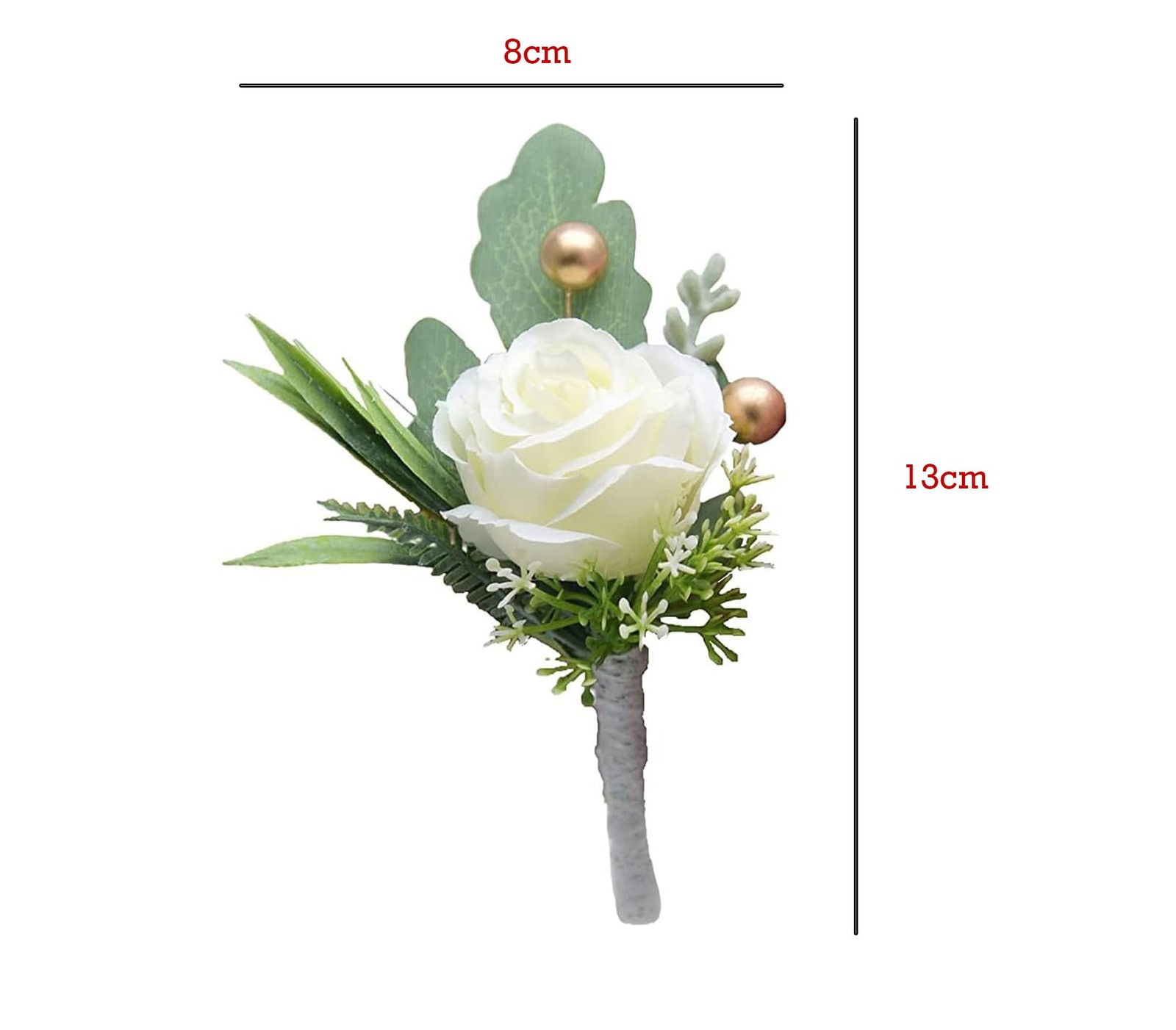 2Pcs Roses Boutonniere for Men Wedding, Groom Groomsman Artificial White Rose…