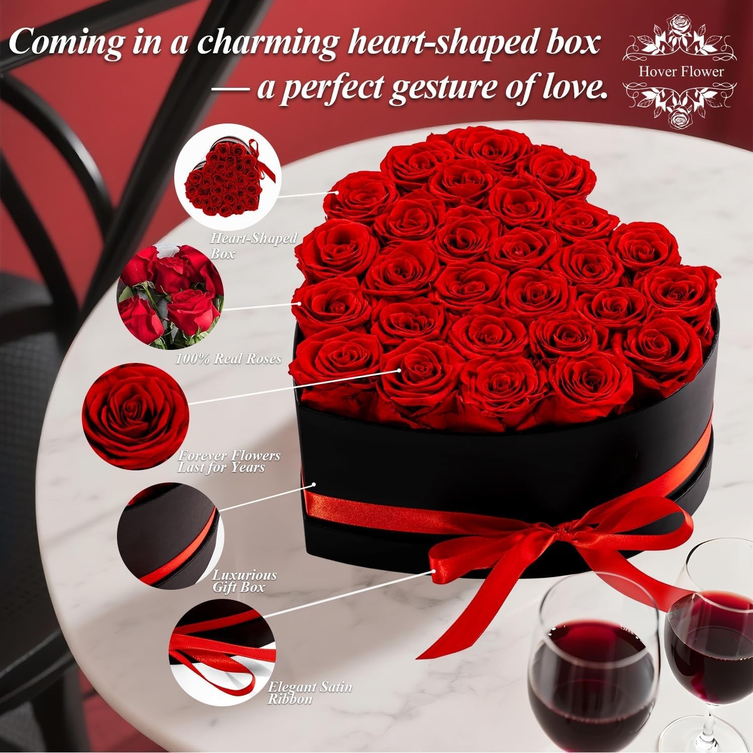 Eternal Roses Flowers for Delivery Forever in a Box Valentines Gift for Her