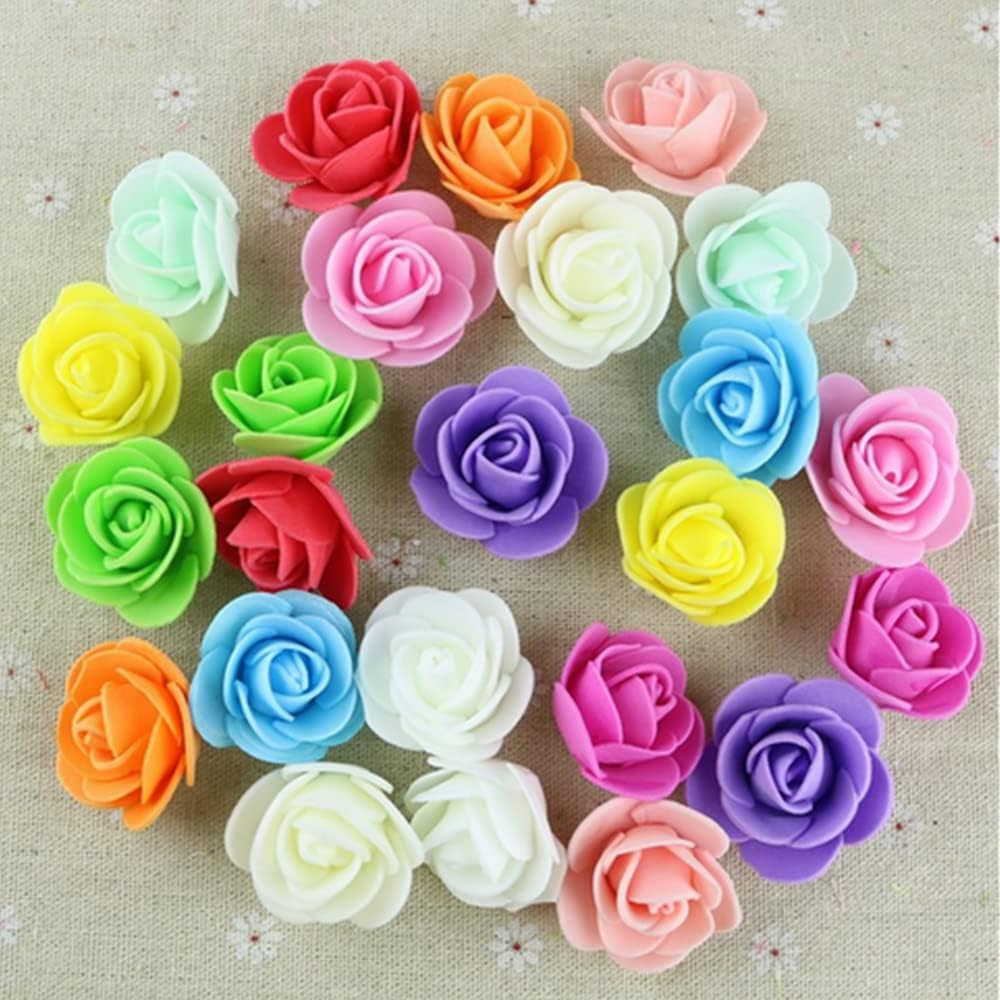 Mini Fake Roses Artificial Flowers 100 PCS 3.5cm Red Foam Rose Head for DIY Craf