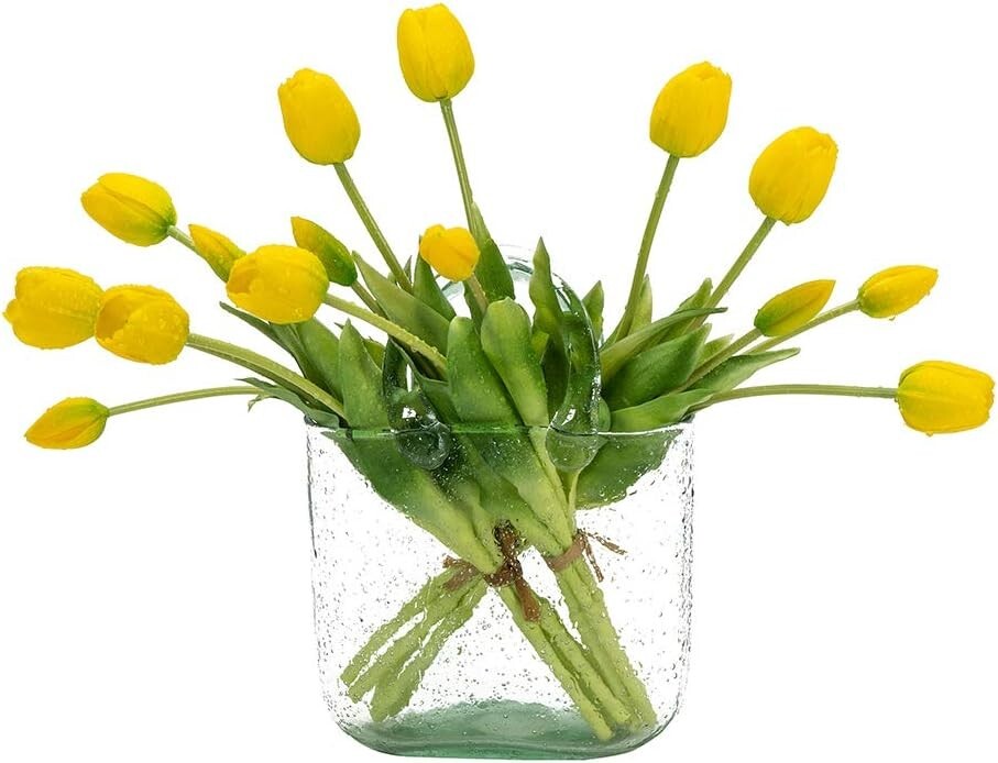 Durable Realistic Artificial Tulips – 15pc Yellow Bouquet for Year-Round Beauty