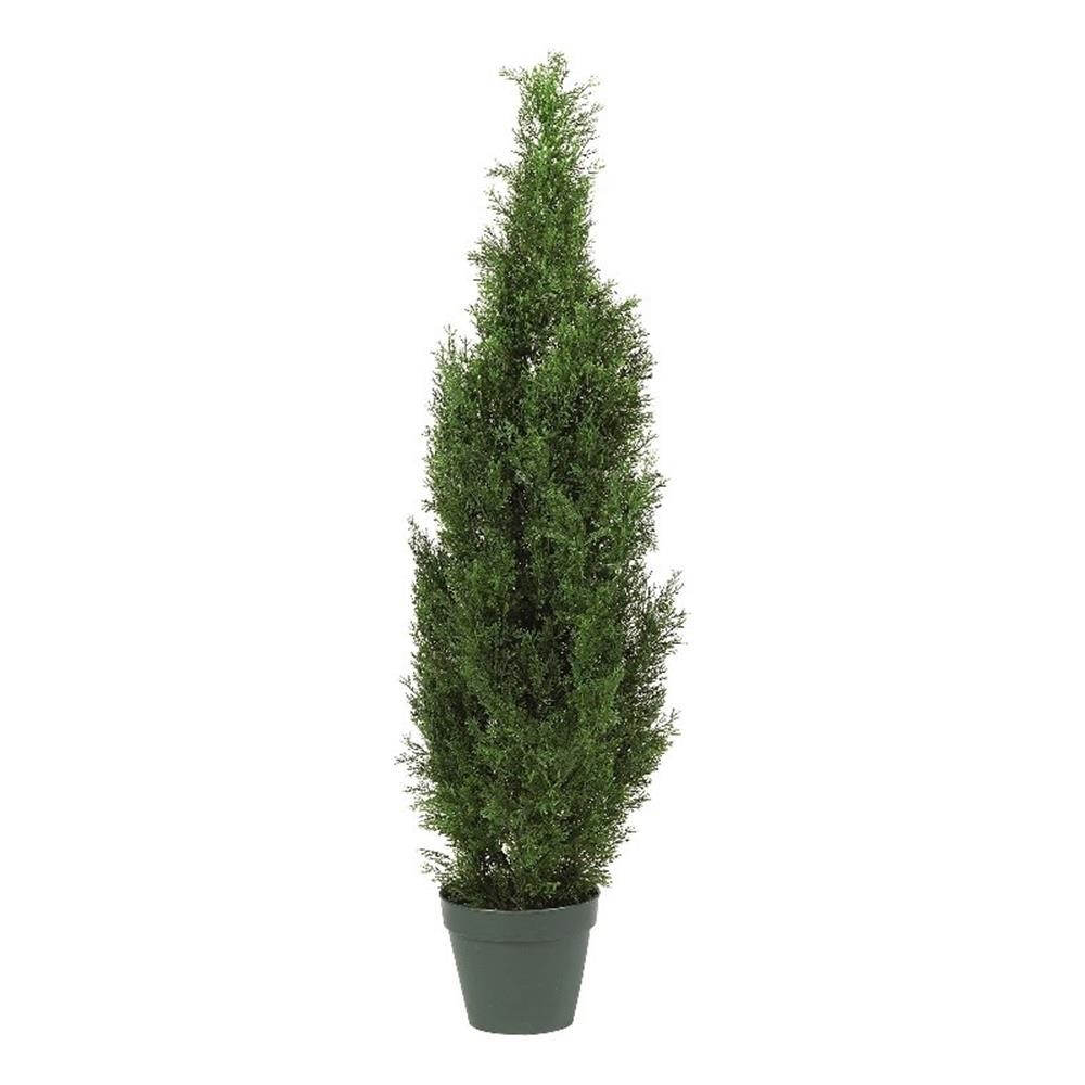 Pemberly Row Indoor/Outdoor 48″ Cedar Tree Silk Tree in Green/Green