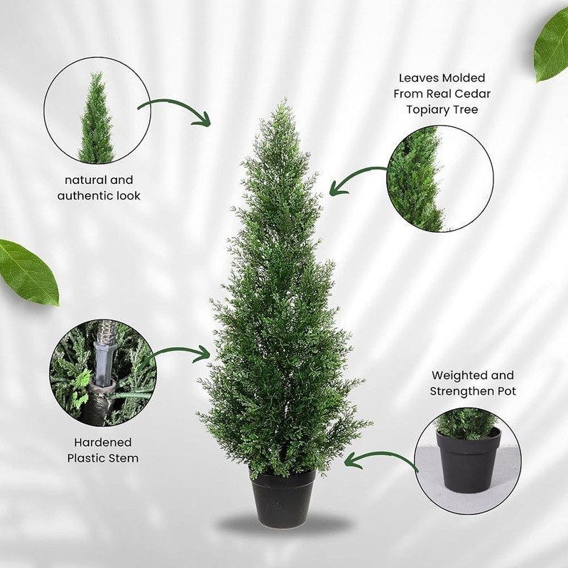 UV Resistant Faux Cedar Tree Outdoor Decor Weatherproof Artificial Indoor Plant