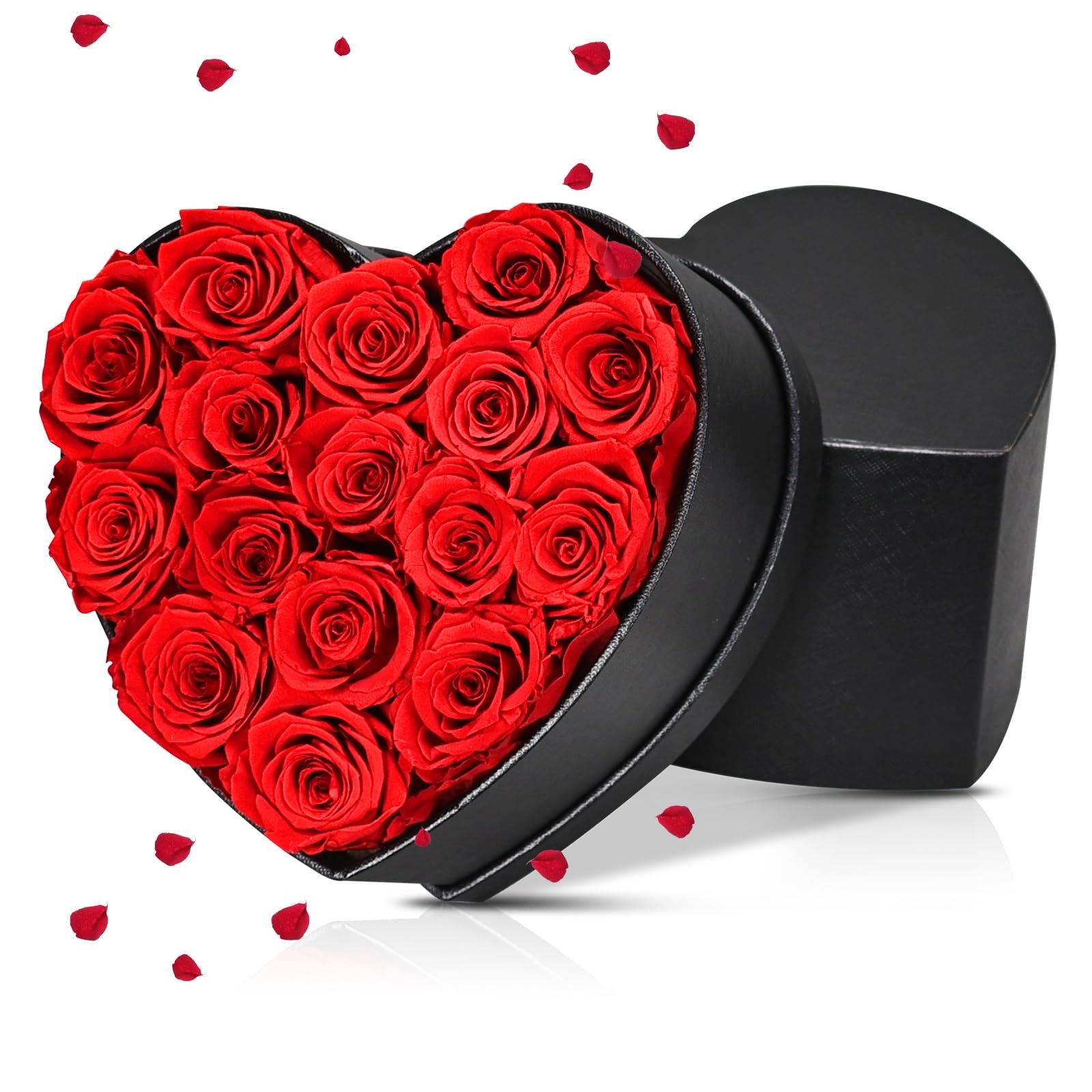 Preserved Red Roses Gift Box 16 Roses Black Forever Flowers Valentine