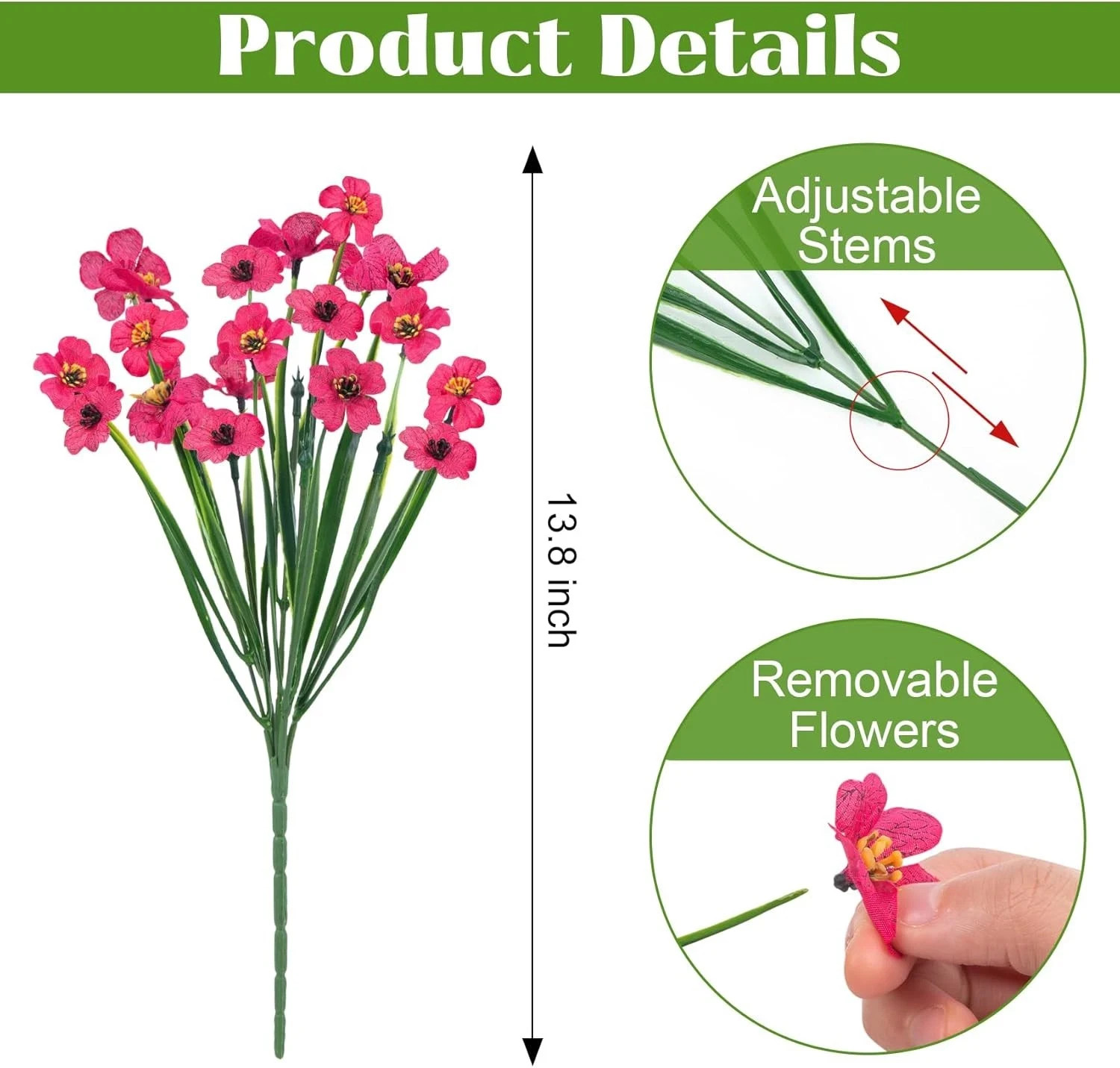 24 Bundles Artificial Flowers for Outdoors Decoration, UV Resistant Mixed Color