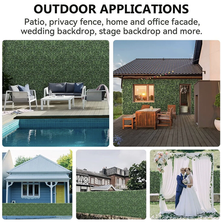 12 Packs Grass Wall Boxwood Panels 24″ x16″ Artificial Green Topiary Hedge Plant