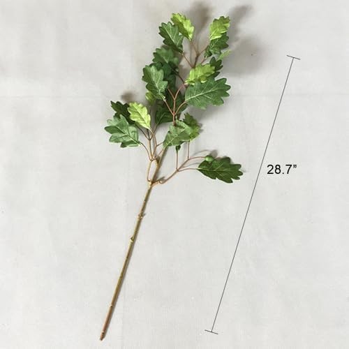 4Pcs Artificial Oak Tree Leaf Stems with Fruits Faux Oak Tree Branches Green Pla