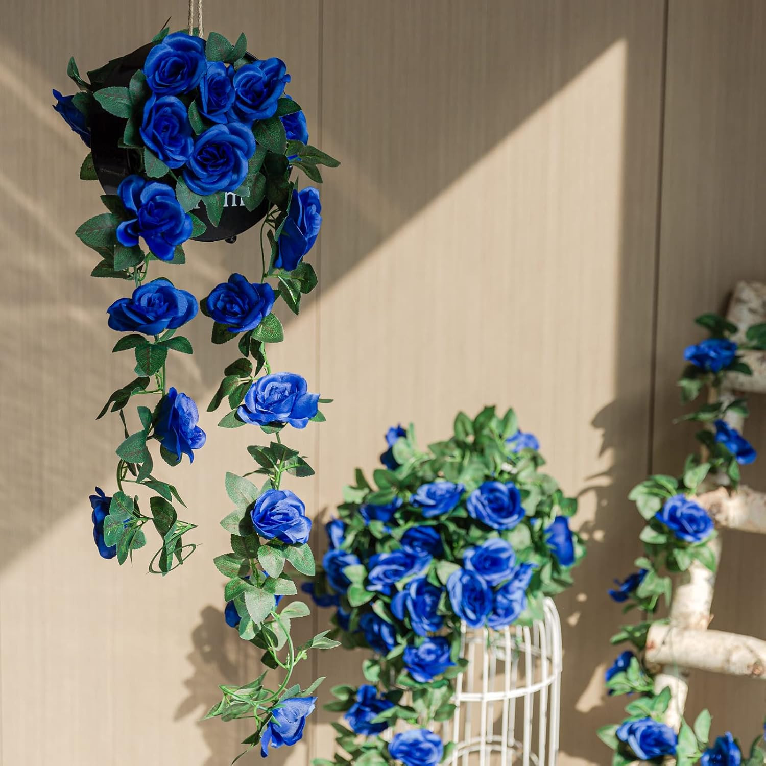 2 Pack (16FT) Artificial Rose Vine Fake Flowers Garland Hanging Silk Rose Ivy…