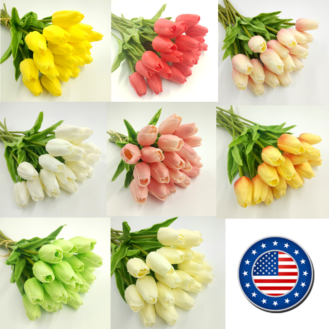 10pcs Real Touch Tulip Artificial Flower Fake Wedding Home & Party Decor