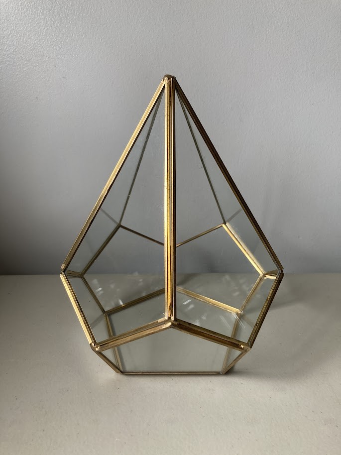 Vintage Clear Glass Geometric Teardrop Terrarium Air Plant Display Art Container