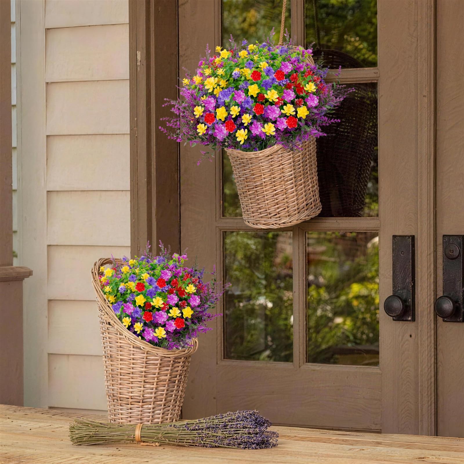 Best 24 Bundles UV Resistant Artificial Outdoor Flowers, Fake Flowers Bulk for