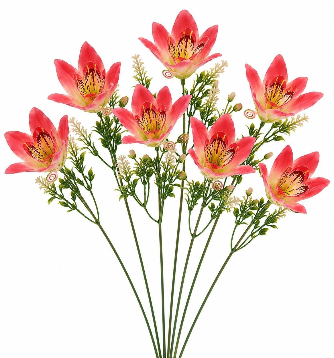 Real Touch Orchid Stems Set of 7 | Coral Pink Artificial Orchid Flowers | 13 Inc