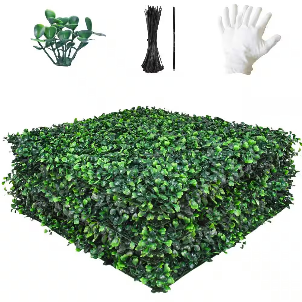 12- Pieces Artificial Grass Wall Panels 20 In. X 20 In. Boxwood Panels Topiary B