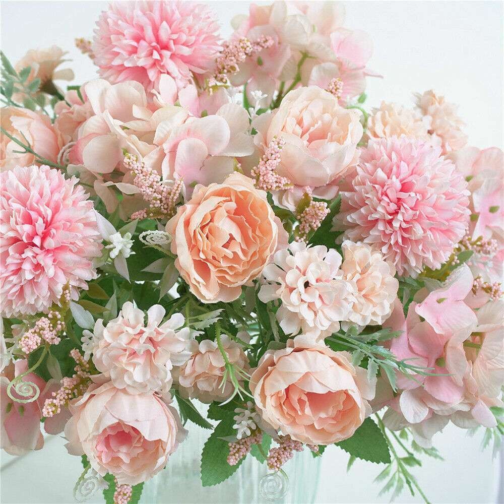 1 or 2 Silk Peony Artificial Fake Flowers Bunch Bouquet Home Wedding Party Decor