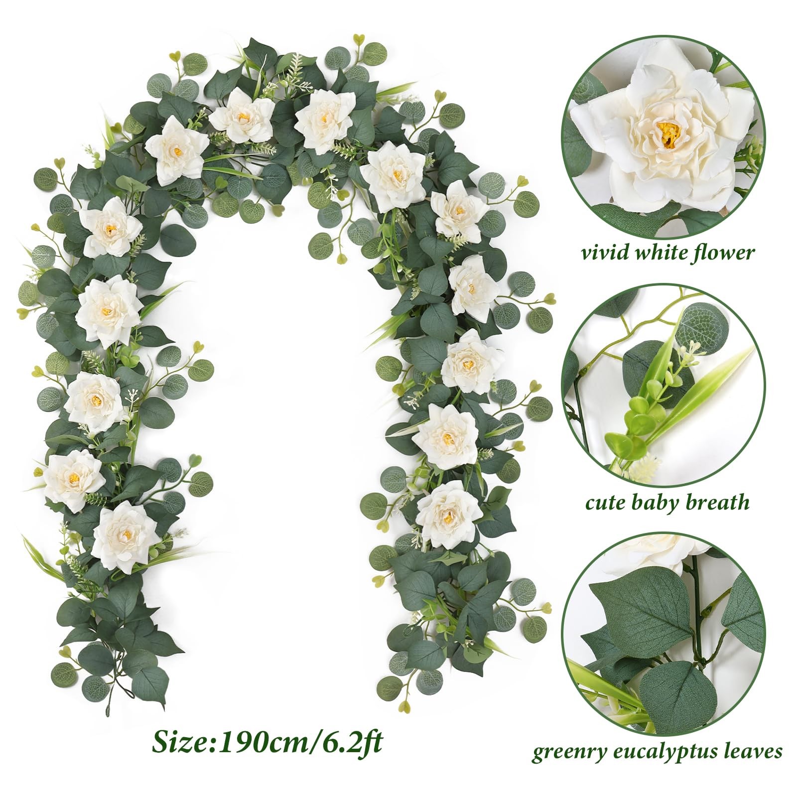 2PCS Flower Garland 6.2FT Artificial Rose Flowers Garland Wall Vines Greenery…