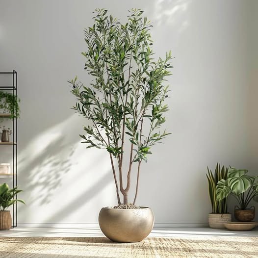 7FT Artificial Olive Tree Tall Faux Silk Plant Tall Faux Olive Tree