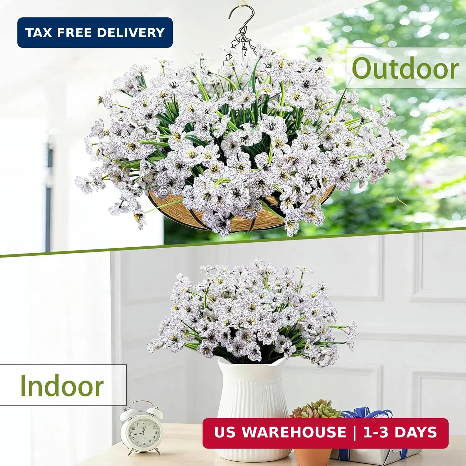 20 Bundles Artificial Flowers for Outdoors, UV Resistant Fake Flowers with Plast