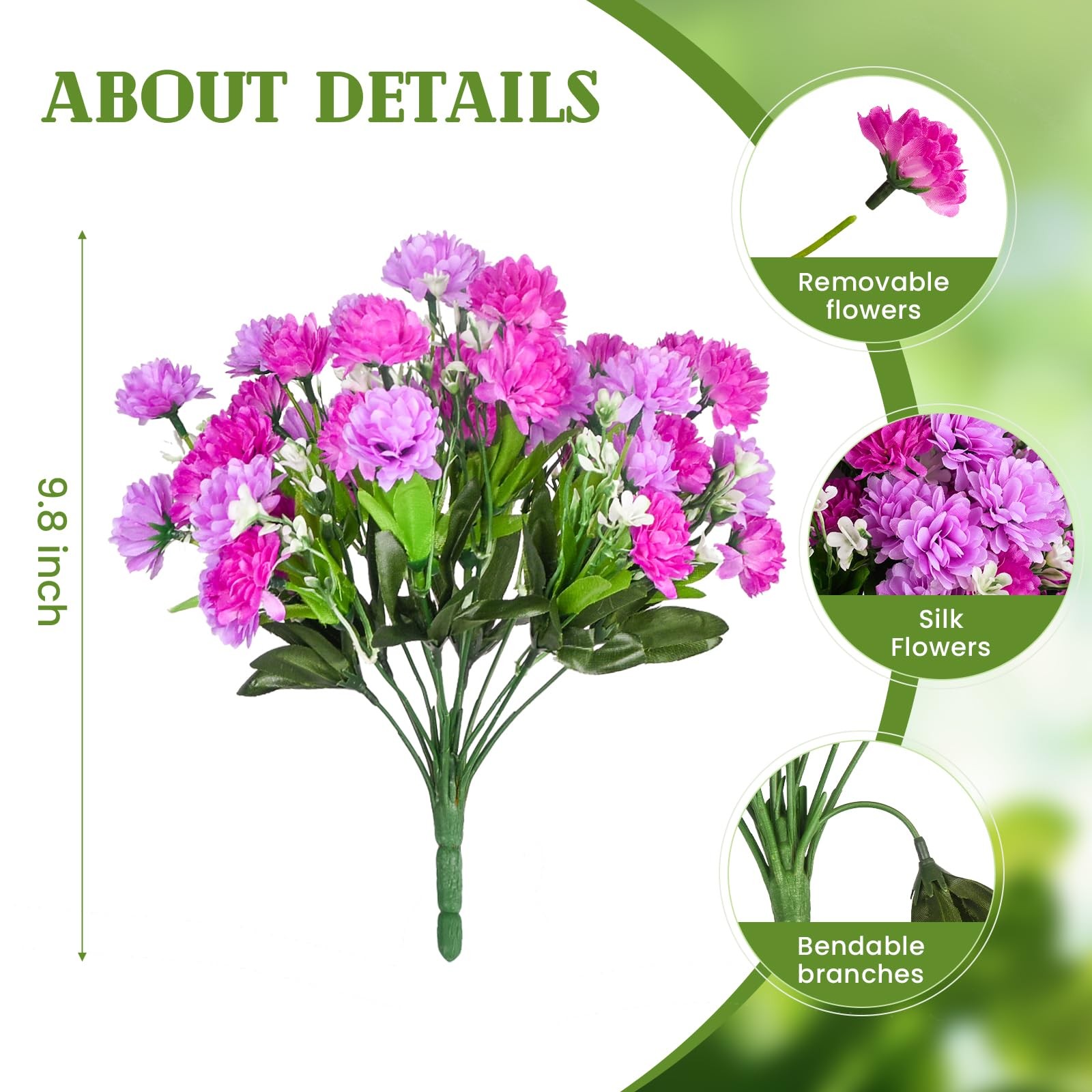 Artificial Flowers for Outdoors Decoration, 6 Bundles Silk Marigold Flower UV…
