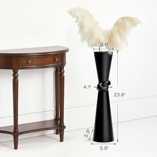Tall Floor Vase 23.6″ – Glossy Resin Decorative Floor Vase for 23.6 in Black