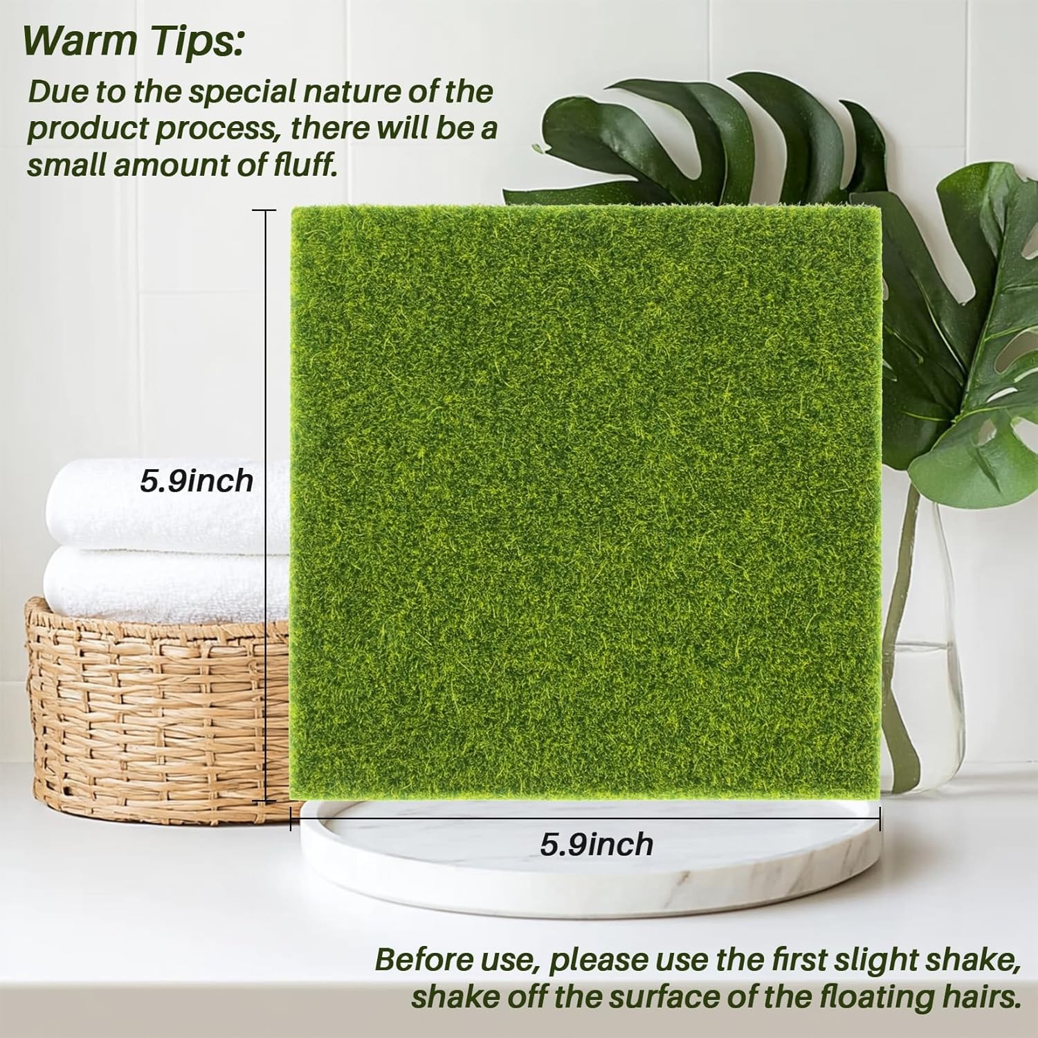 6pcs Square Faux Grass Mats 5.9″x5.9″ Artificial Turf for Crafts & Decor