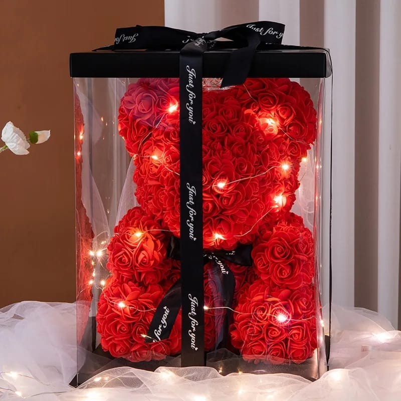 Rose Teddy Bear Gift Box w/ Lights Valentine’s Anniversary Birthday Mothers Day