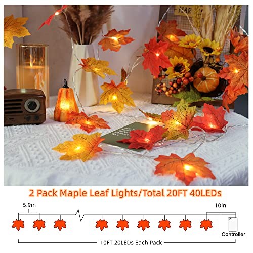 2 Pack Fall Decorations for Home Maple Leaf Lights Multicolored, Total 2 PACK