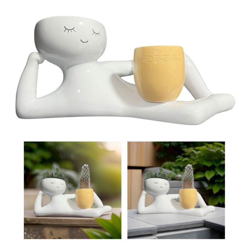 Human Shaped Plant Pots Artificial Succulents Plant Cute Room Decorative