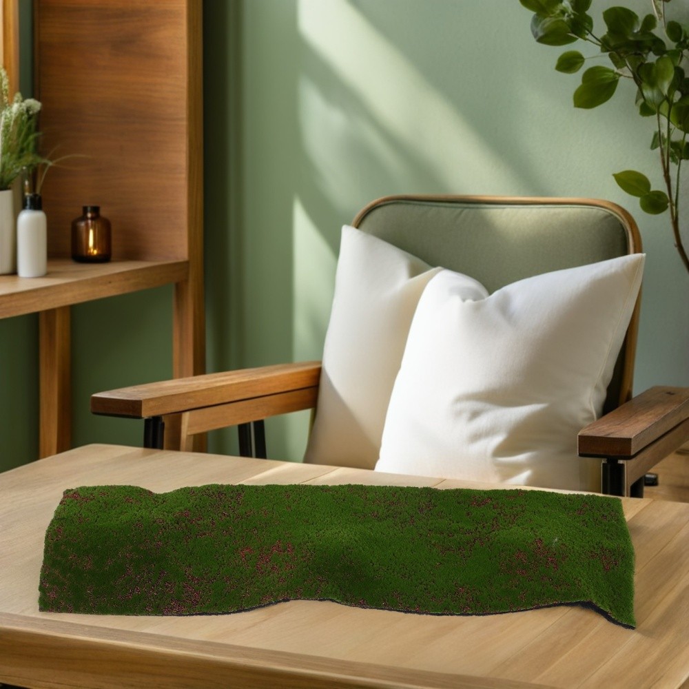 Realistic Olive Green Moss Mat for Indoor Plant Decor Faux Moss Rug for Home