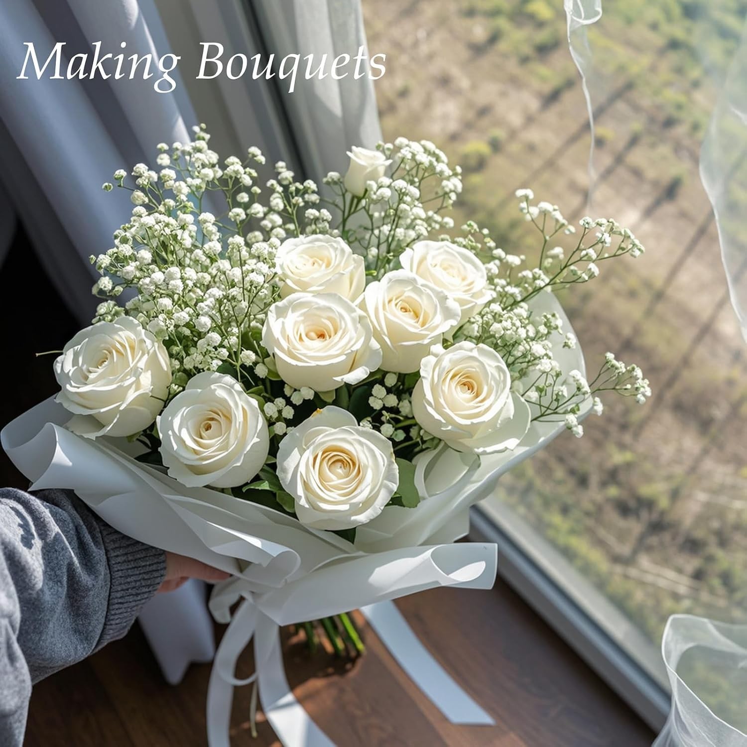 10PCS 21-inch Sturdy Artificial Baby’s Breath Flowers – Non-Shedding Design f…