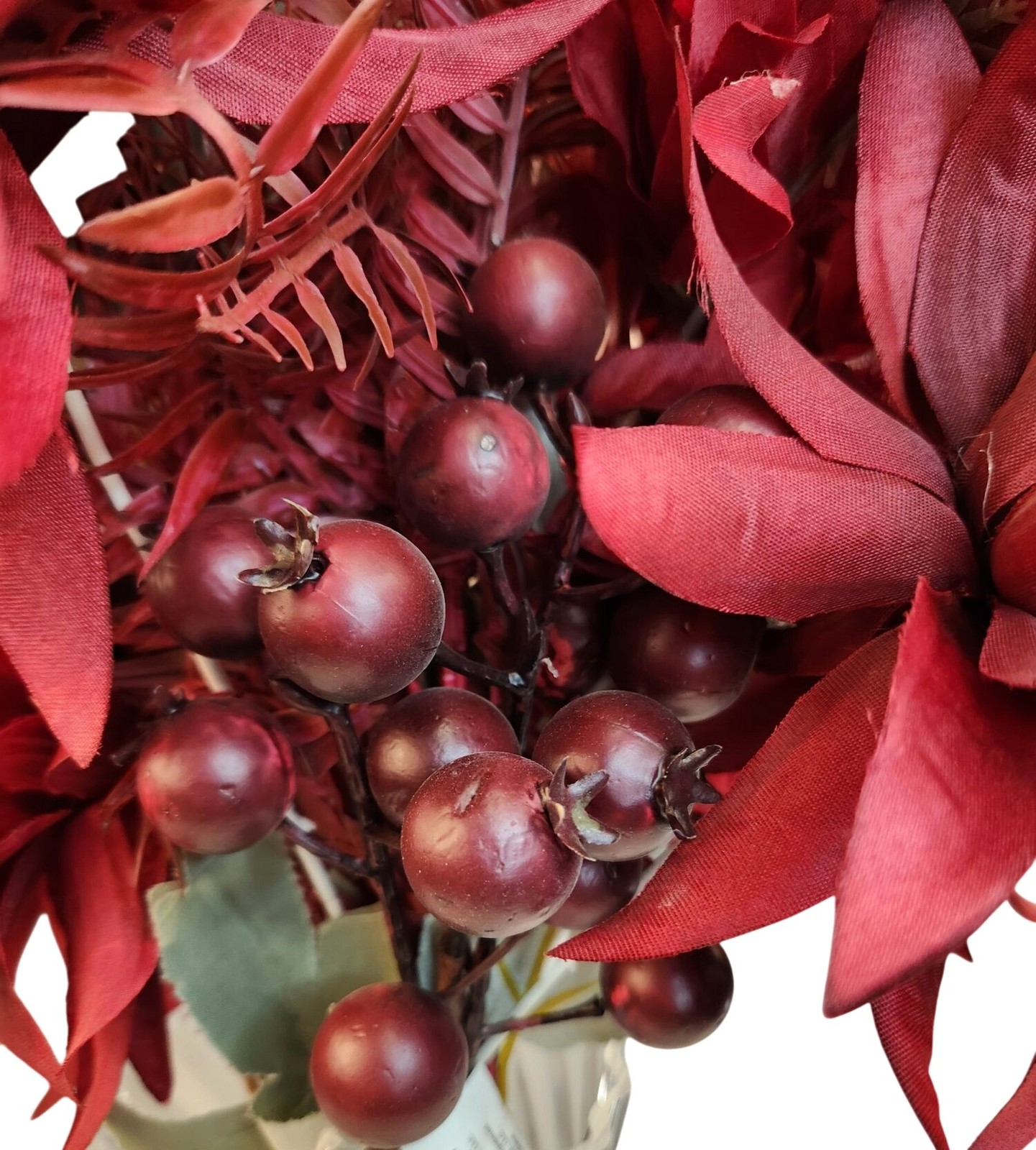 Burgundy Faux Flower Mixed Bouquet 11 Stems Floral Arrangement Realistic