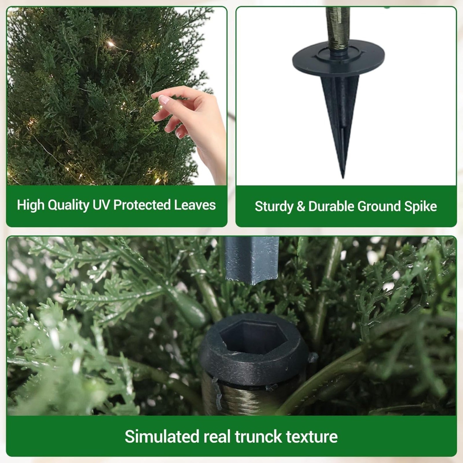 Outdoor Artificial Cedar Topiary Trees with LED Lights Set of 2 Faux Cypress