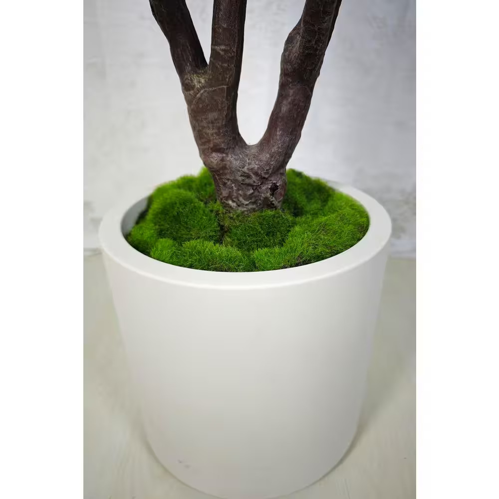 4.5 Ft. Artificial Fiddle Leaf Fig Tree in White Decor Pot, Faux Green Plant Ind