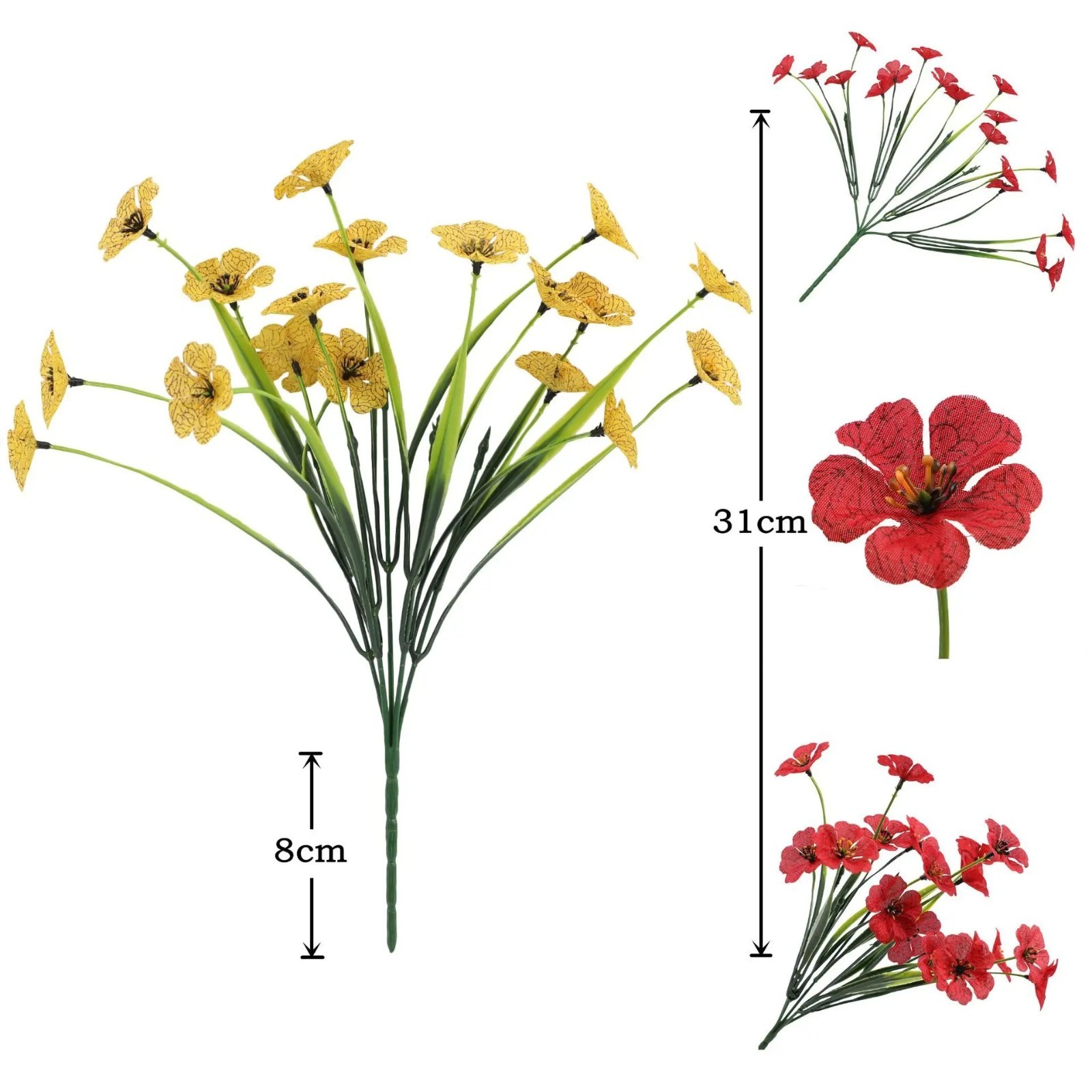 Artificial Flower Bouquet 18 Heads UV Resistant Fake Plants Home Garden Decor