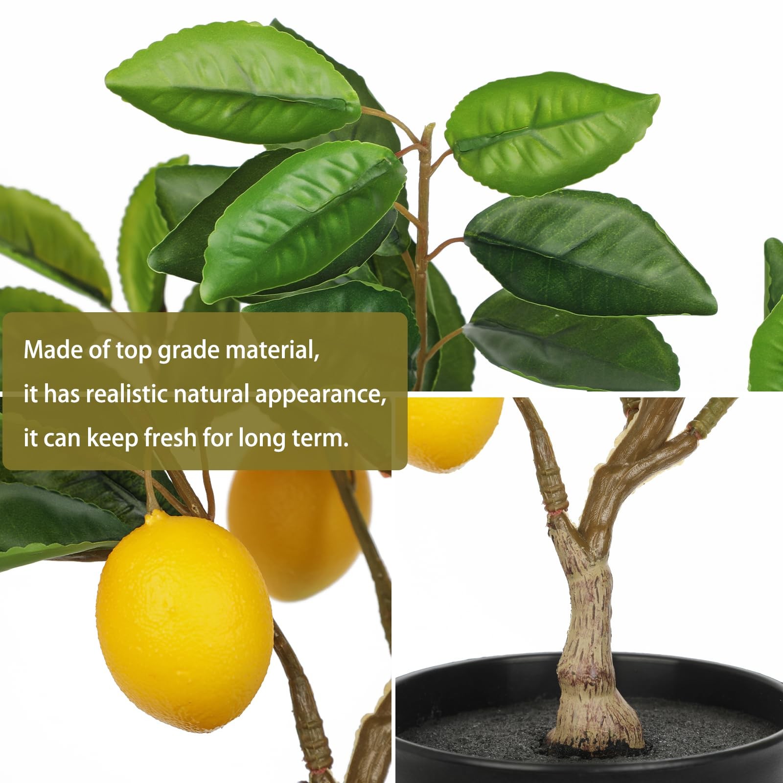 Artificial Potted Lemon Tree Fake Citrus Plant 19.7 Inches Black Pot