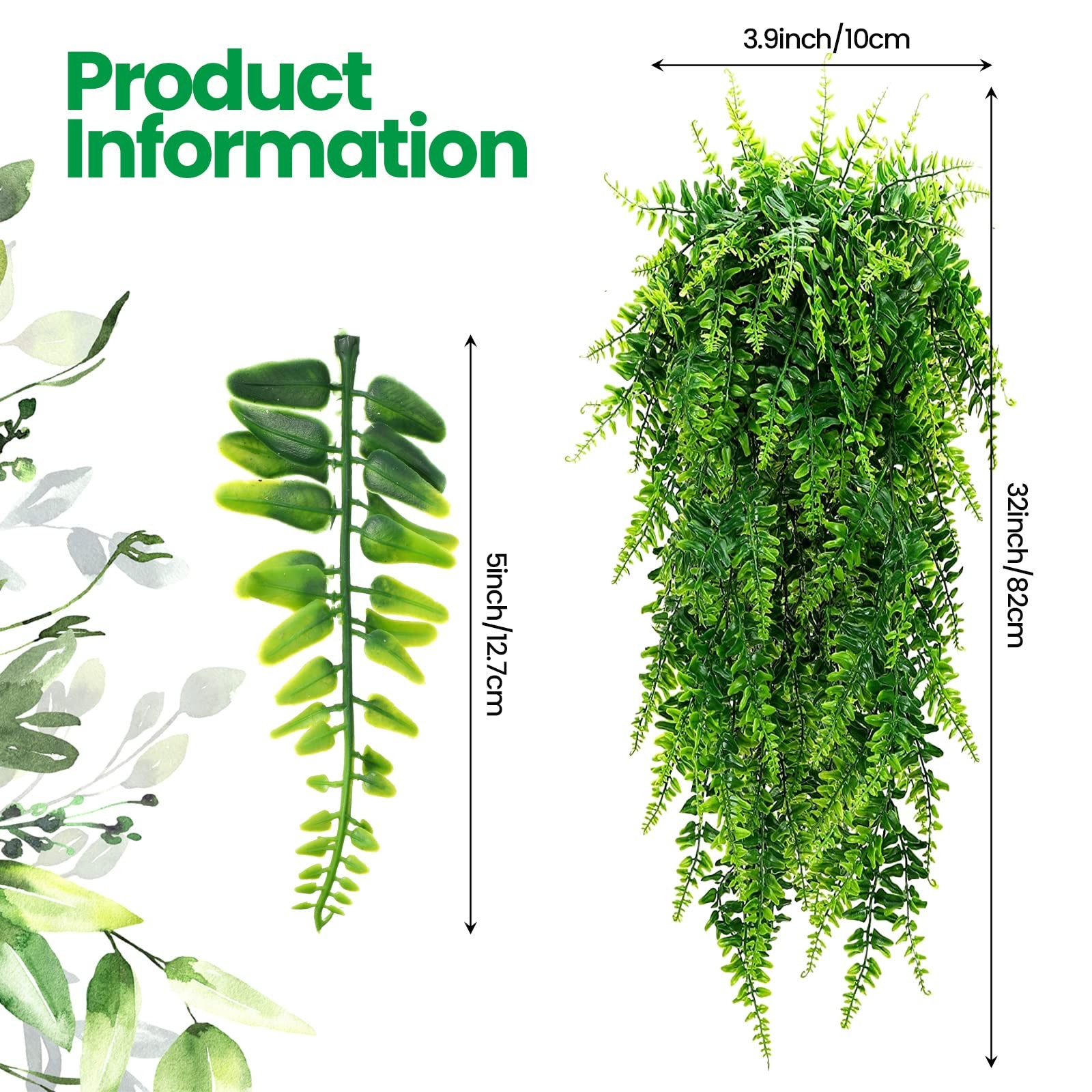 XunYee 28 Pcs Artificial Hanging Plants 32 Inch Plastic Fern Vine Fake Greene…