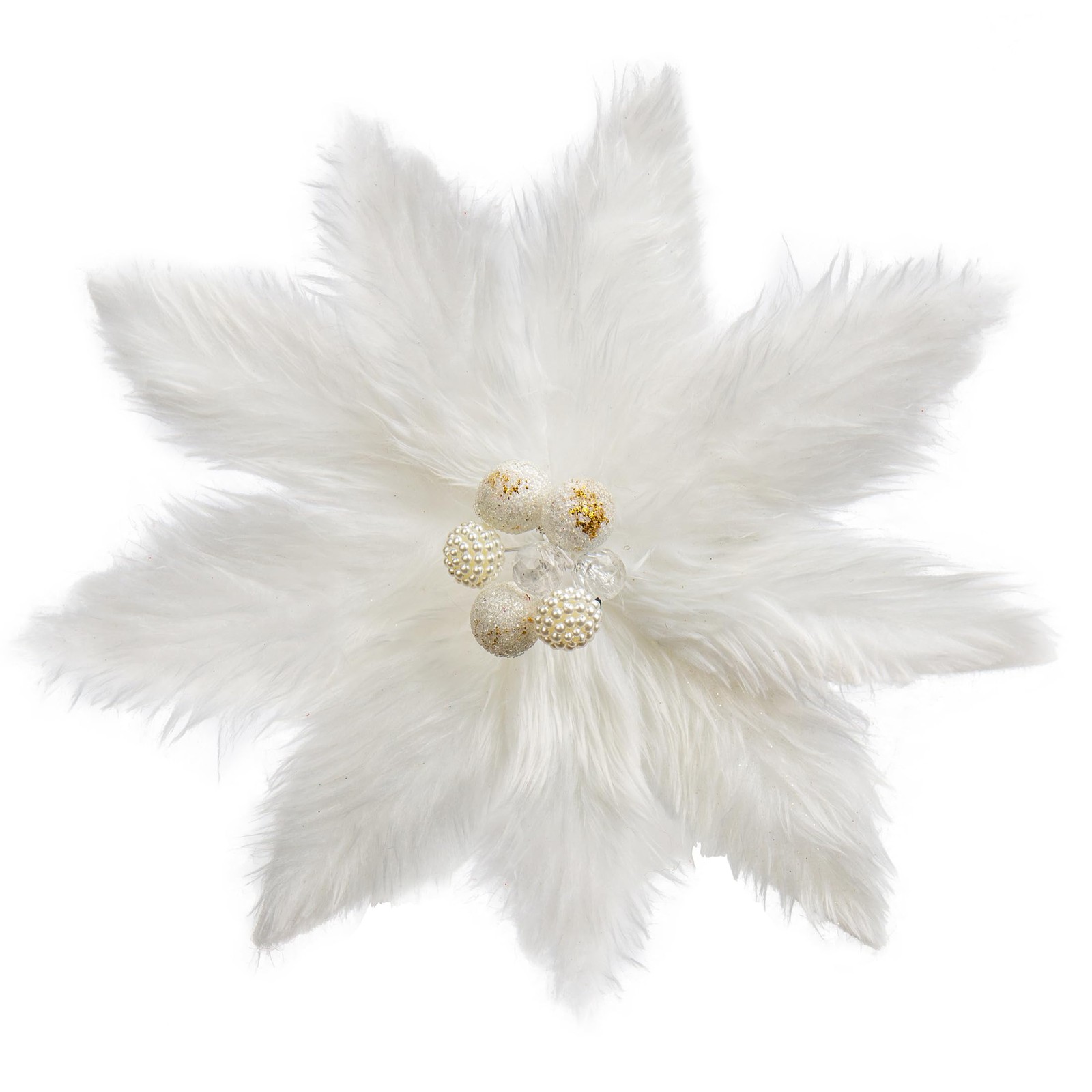 4 PCS 11.8 Inch White Artificial Christmas Poinsettia Fake Flowers Spray Pick