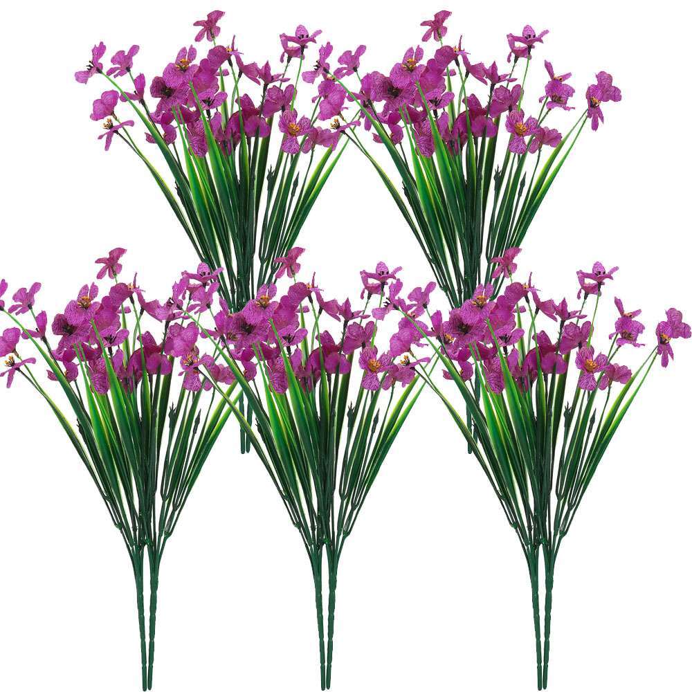 10 Bundles Artificial Flowers Fake Outdoor UV Resistant Plants Shrubs Decor NEW