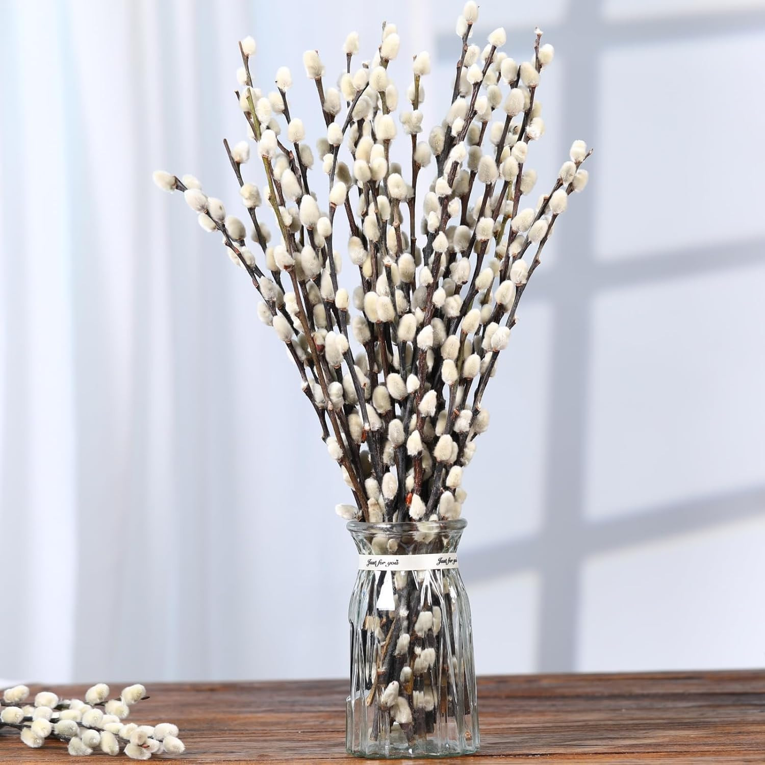Natural Preserved Dried Pussywillow Branches for Vases, 30 Stems Real Willows, 1