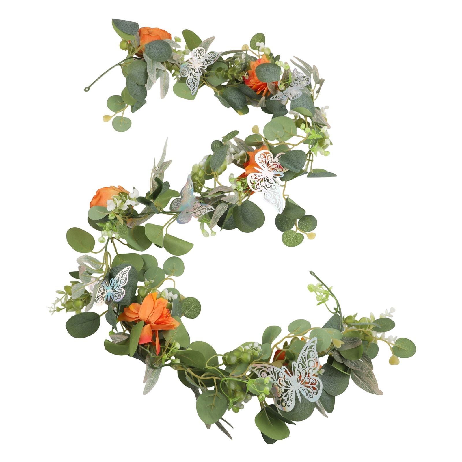 180cm Artificial Flower Garland with Decorative Butterflies for Events