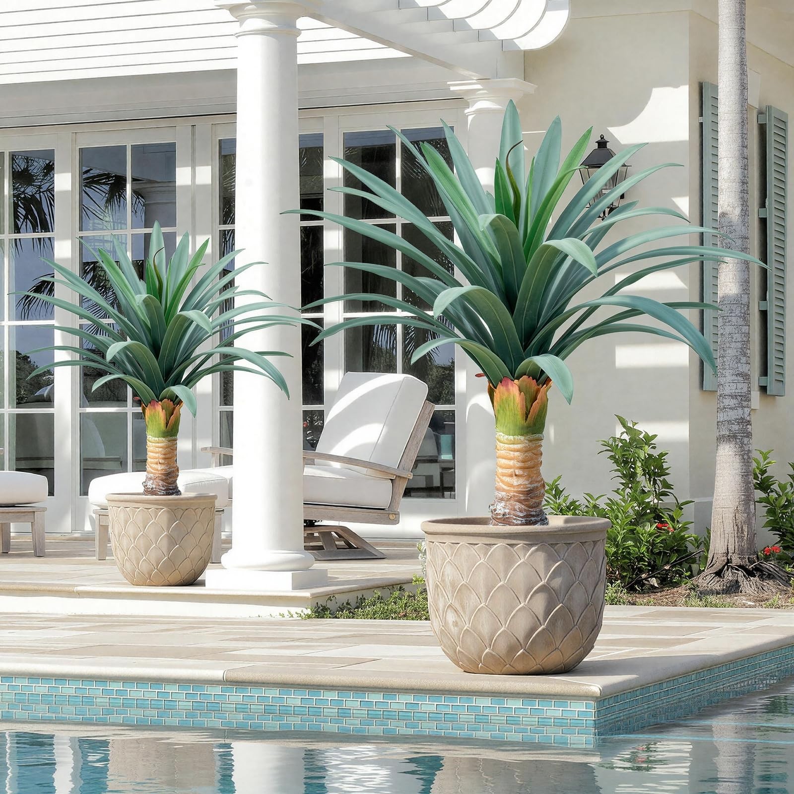 Gray Leaves Artificial Agave Plant with 36 Leaves, 23.62in for Indoor & Outdo…