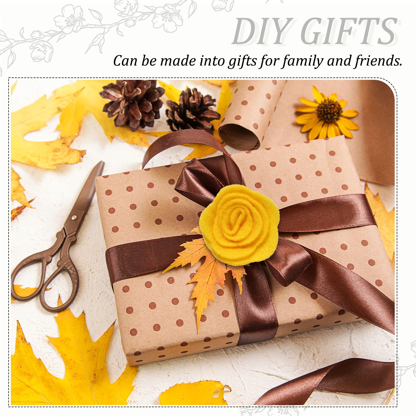 10 Pcs Felt Flowers Embellishments, Nonwoven Camellia Ornament, Khaki