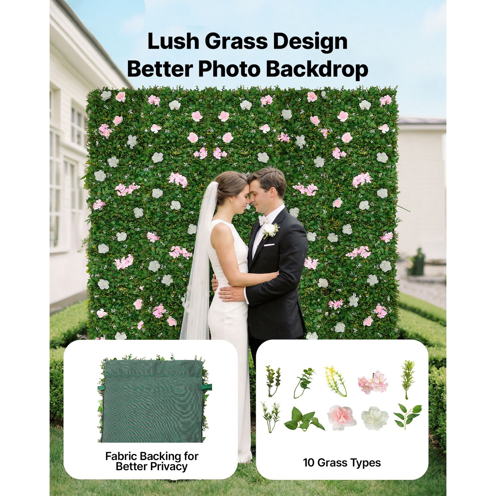 3D Artificial Flower Wall: 2x8ft Panels, Fade-Resistant PE, Indoor/Outdoor Use