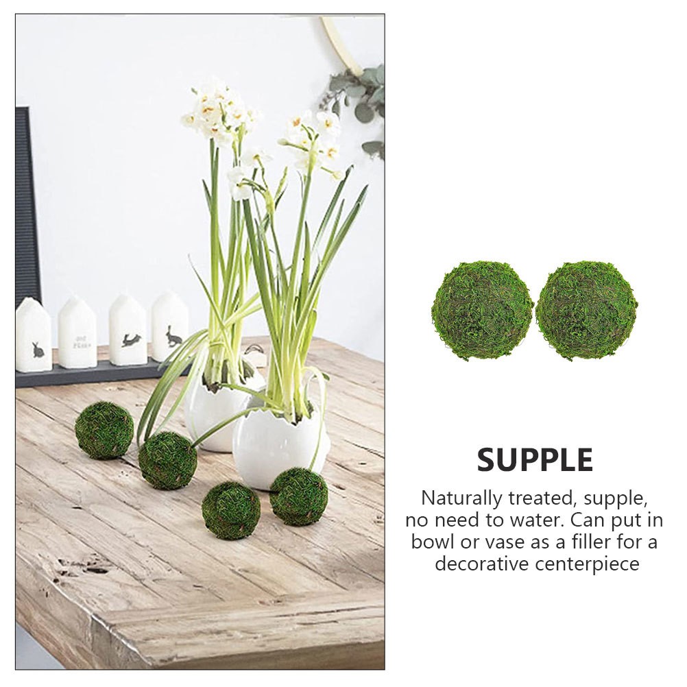 2 Pcs Mossy Decorative Balls Artificial Faux for Crafts Bowl Fillers Vase