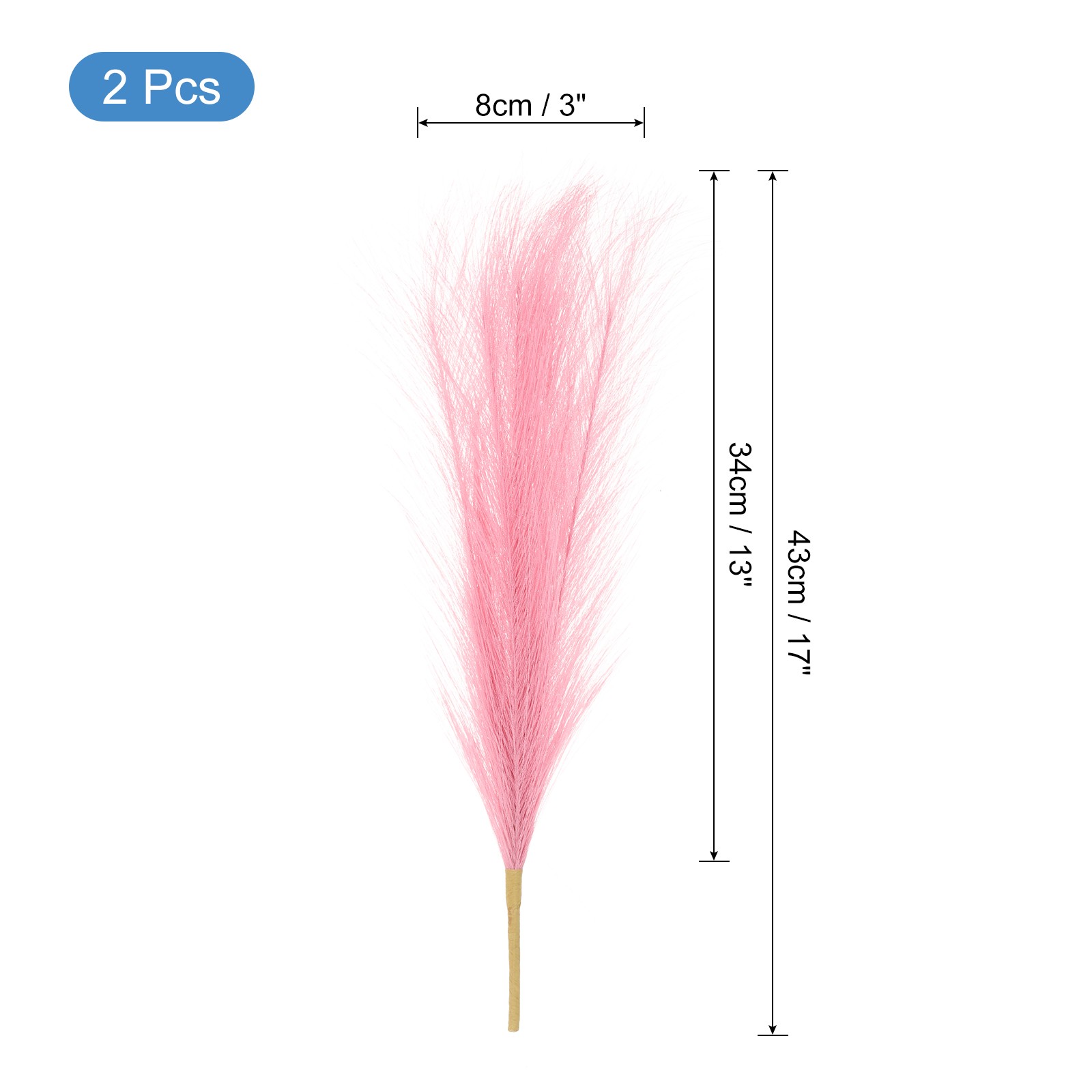 2pcs Faux Pampas Grass 17 Inch 10 Stem Artificial Grass for Decor, Dark Pink